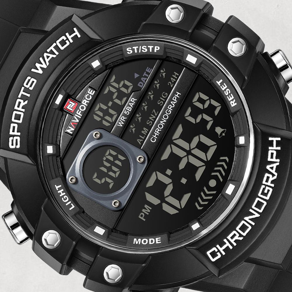 NAVIFORCE Sports Digital Watch for Men Boy Chronograph Calendar Date Alarm Waterproof 50m Night Pattern Men Casual Watch NF6102