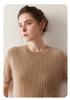 Lekasha Women's Pure Cashmere Loose Short Sleeve Cable Knit Pullover
