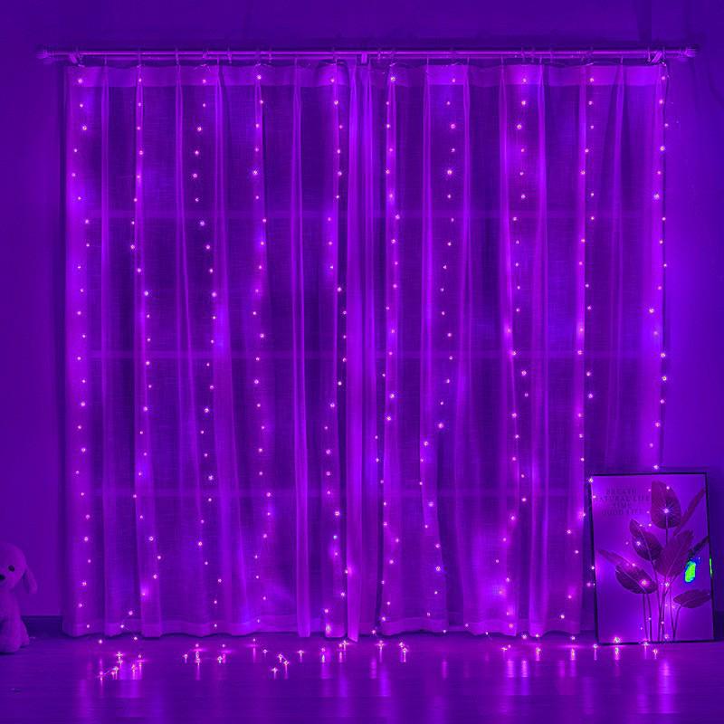 LED Remote-Controlled Copper Wire Curtain Lights for Atmosphere and Christmas Room Decor