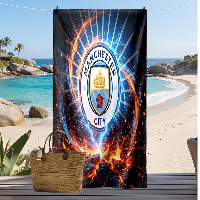 Πετσέτα Παραλίας Manchester City Με Σχέδιο Γρήγορου Στεγνώματος Μαλακή Πετσέτα Φορητό Μεγάλο Ορθογώνιο Κάλυμμα Παραλίας για Ταξίδι Πισίνα