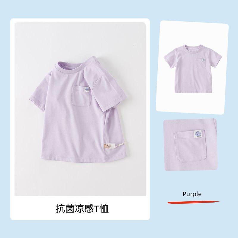 Children s White Half Sleeve Baby Cool Kids T-shirt Purple [Ready Stock] 120
