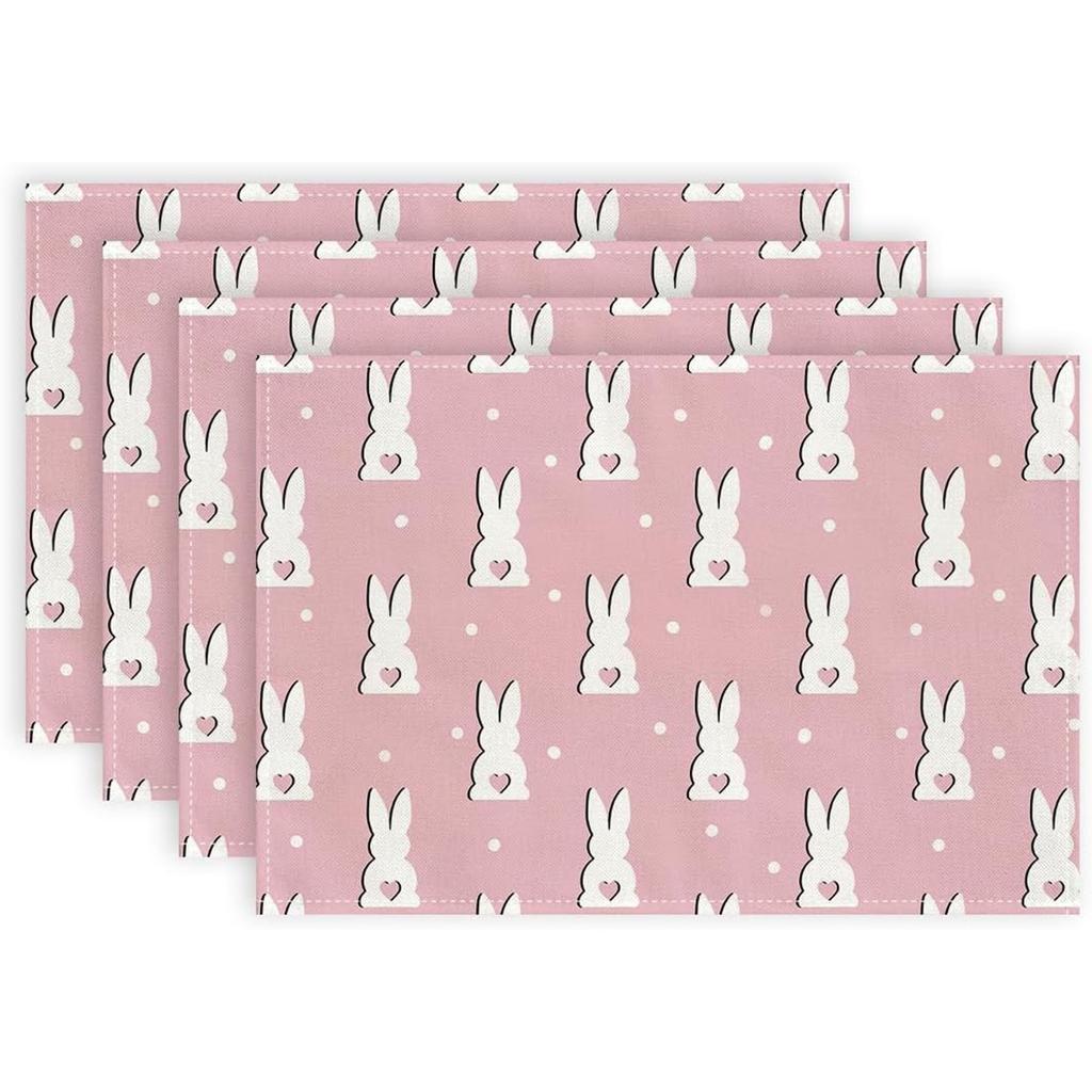 Easter Bunny Placemats Green Blue Pink Yellow Rabbits Floral Place Mats  Happy Easter Table Mats for Spring Party Kitchen Dining