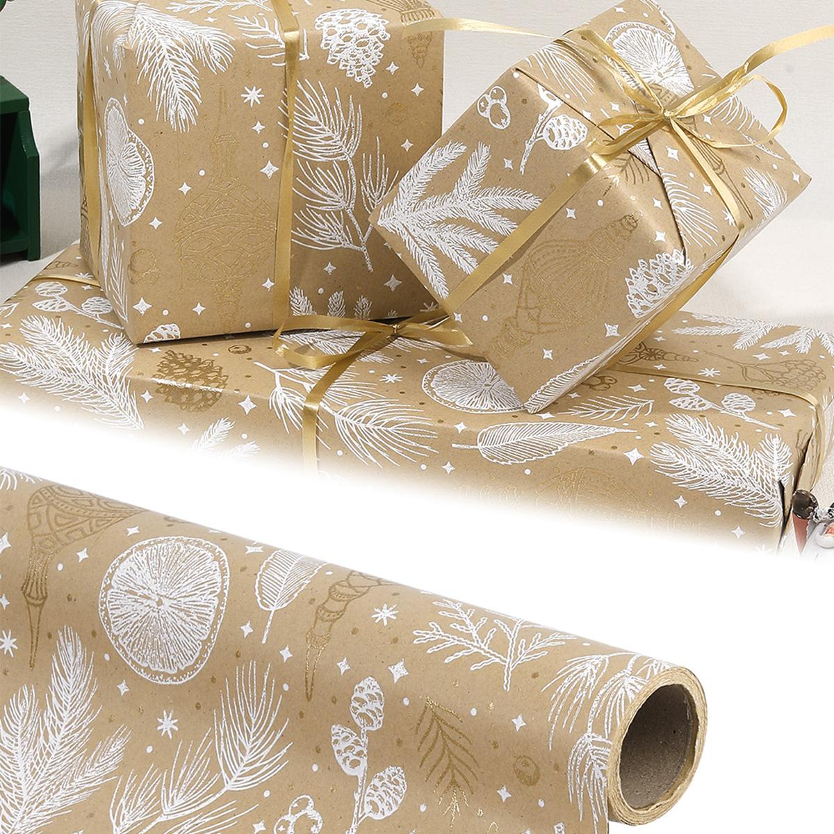 

1roll Gift Wrapping Paper Christmas Gift Wrapping Paper ChristmasTree Pattern Handmade Paper Flower Bouquet Packaging Paper