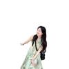 New Chinese women's sleeveless halter dress, cool and relaxed summer outfit, camisole green floral long dress