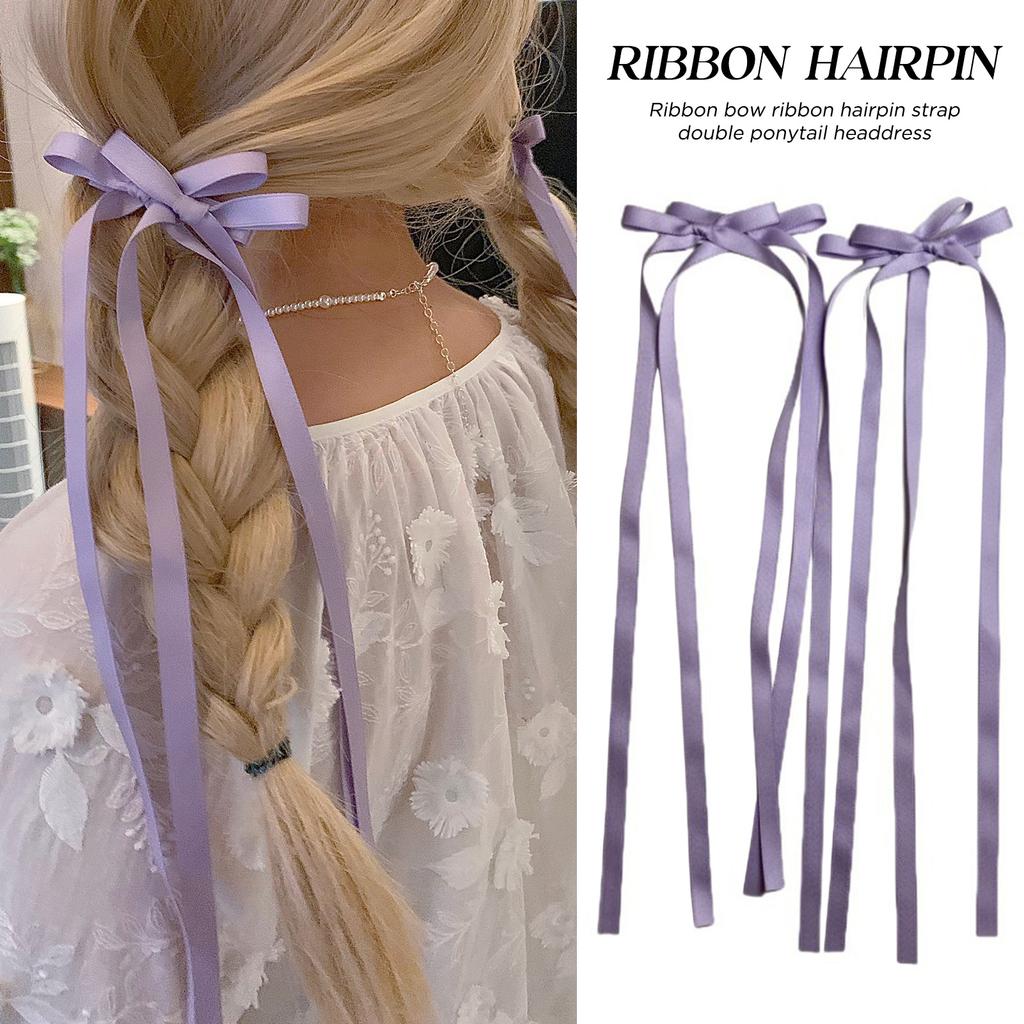 2pcs Y2K Ribbon Bow Hair Clips Decorative Hairpins with Floating Tails for Women Weddings and Parties DEcoration
