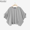 ZANZEA Women Casual Round Neck Batwing Loose Half Sleeve Blouse