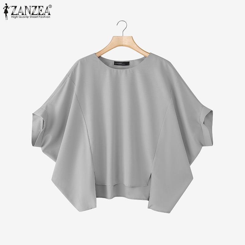 ZANZEA Women Casual Round Neck Batwing Loose Half Sleeve Blouse