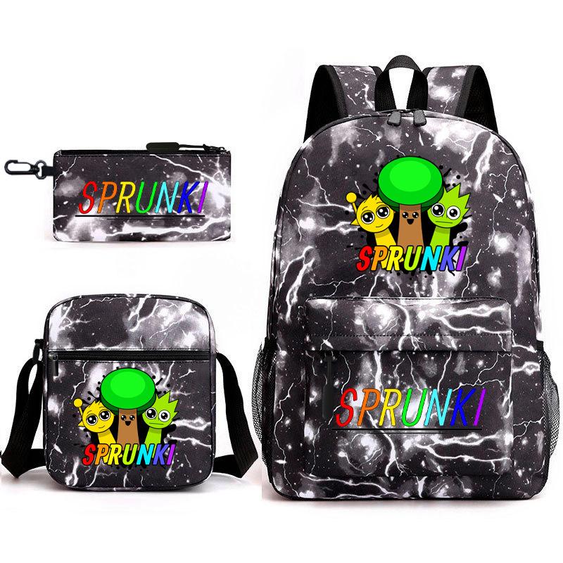 Rhythm box peripheral schoolbag sprunki cartoon starry sky backpack 3-piece set