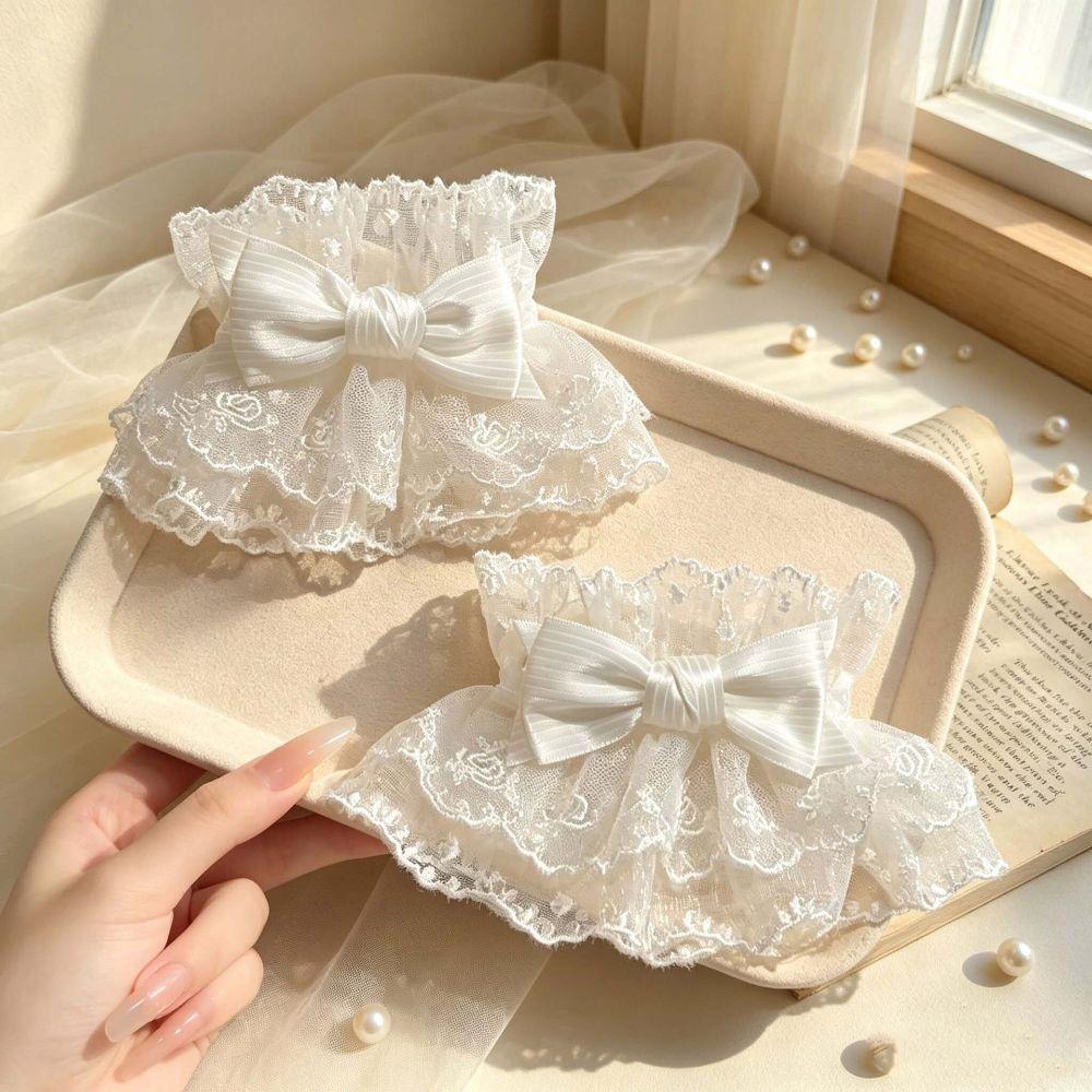 Ruffled Lace Lolita Wrist Cuffs Floral Lace Sweater Cuff Covers Hand Sleeves Maid Cosplay