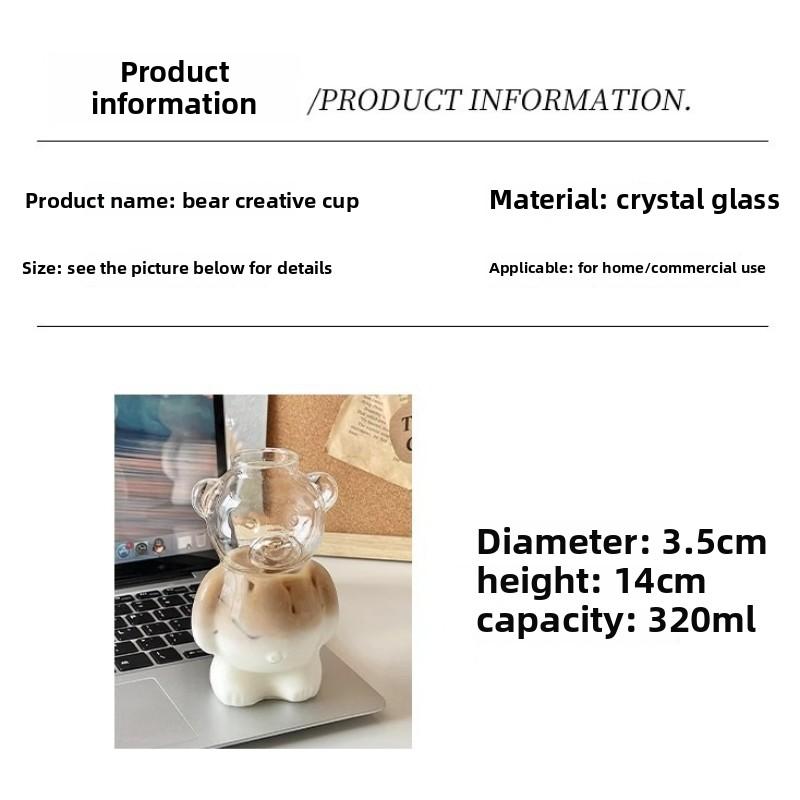

Restaurant Bear Shape Glass Cups, Cute Cartoon Animal Transparent Juice Cups for Children,Office Coffee Mugs Party Water Jar about 320ml