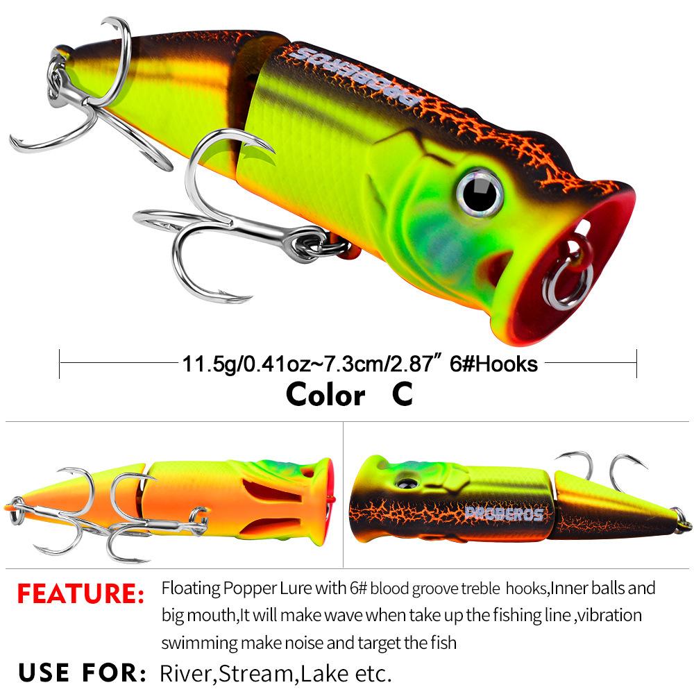 Floating Water Wave Climbing Road Subbait 7.3cm 11.5g Simulated Fish Bait Big Mouth Water System Poppa Bait Hard Bait