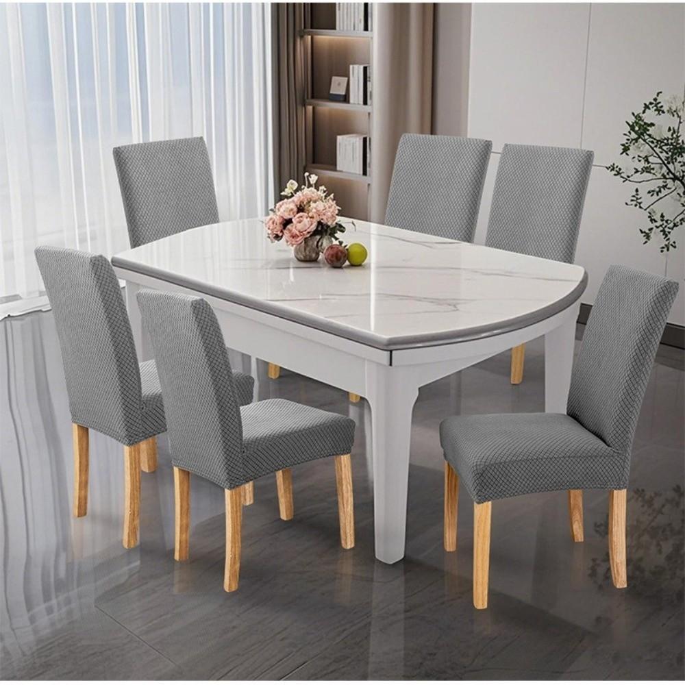 New High-elastic Dining Chair Cover Jacquard Dust-proof Stool Slipcover Soft Anti-slip Backrest Protector for Home Decoration