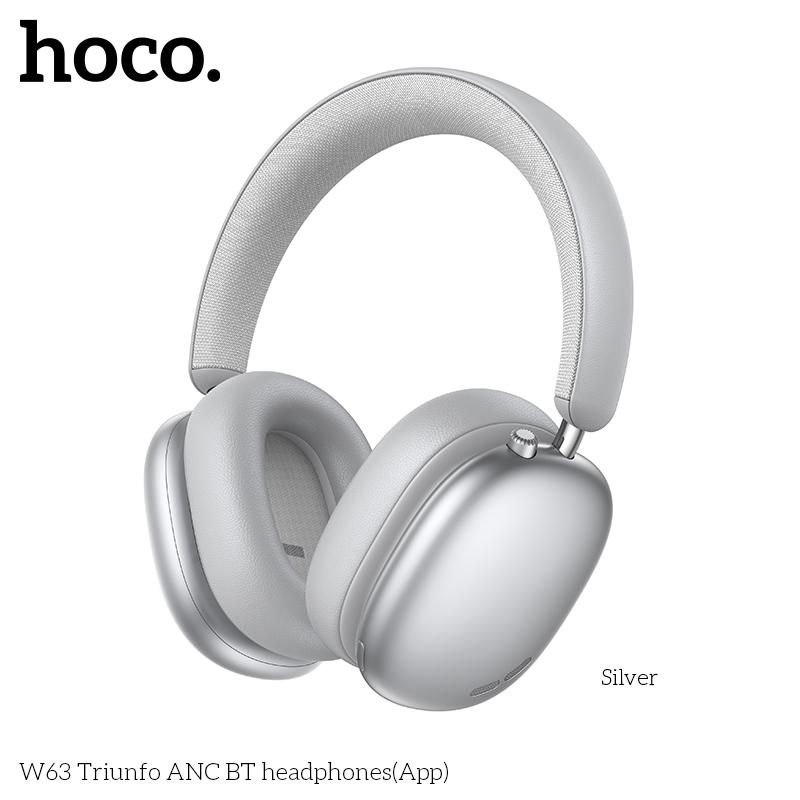 Hoco W63 Triunfo Kablosuz Kulaklık, Bluetooth 5.4, ANC'li, Uygulama Kontrollü, 55 Saat Çalma Süresi, Rahat Kulak Üstü Tasarım