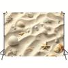 Ästhetischer 2D-Strand-Wandteppich, Sand mit Muschel- & Seestern-Hintergrund