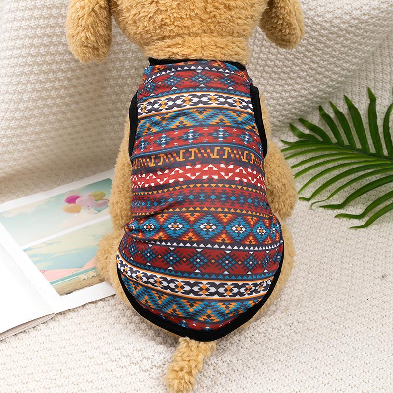 Ethnic Style Summer Short Sleeve Pet Vest for Cats and Small Dogs