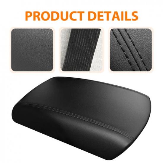 For 15 TO 20 Ford Edge Black Real Leather Center Console Lid Armrest Cover