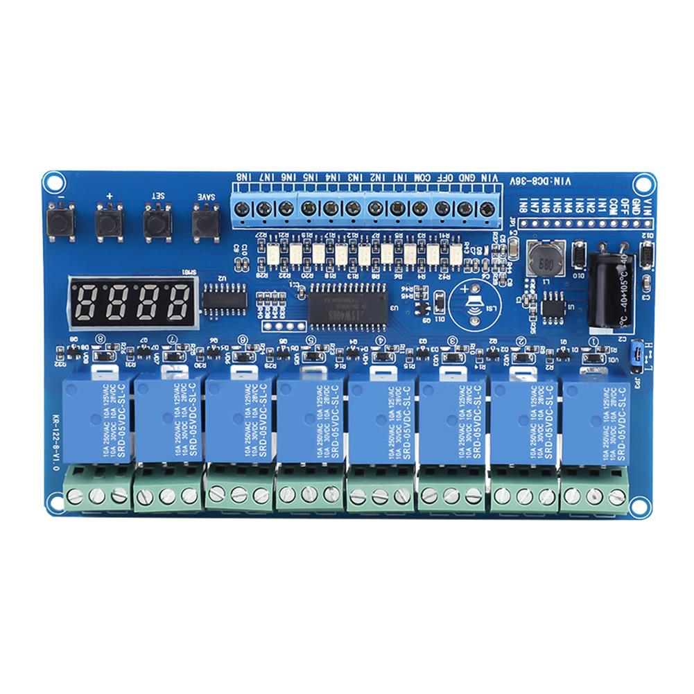 

8-Channel Time Delay Relay Module 8-36V with Optocoupler & LED - Multifunctional Relay Board United States