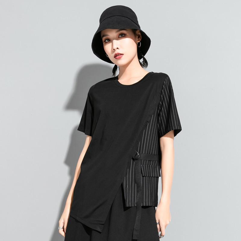 Women's European and American Summer Striped Short-Sleeve Cotton T-Shirts - Loose, Versatile, and Slim Fit.