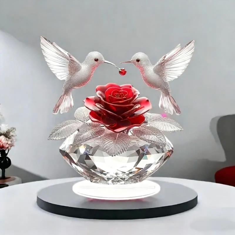 Acrylic Flower Branch Bird Statue Figurines Table Centerpieces Animal Figurines Sculptures Table Ornament Home Decors