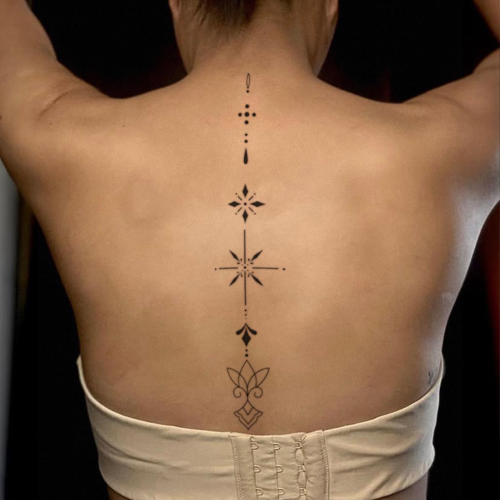 Boho Style Geometric Tattoo Sticker Waterproof And Sweatproof Personality Star Lotus Totem One-Time Simulation Tattoo