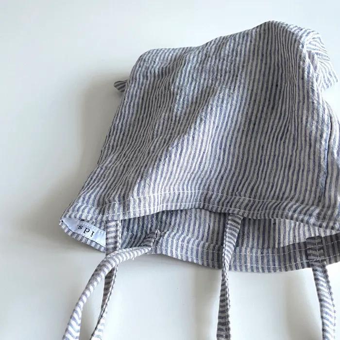Blue striped linen mini bag