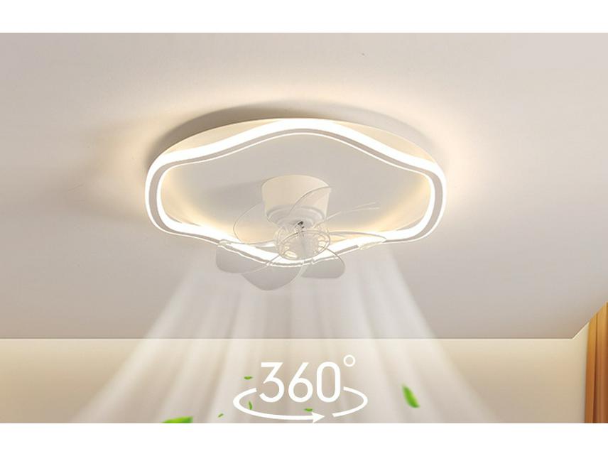 Ventilator de tavan silențios cu lumină pentru dormitor și camera copiilor, design modern minimalist, iluminare prietenoasă cu ochii și reglabilă