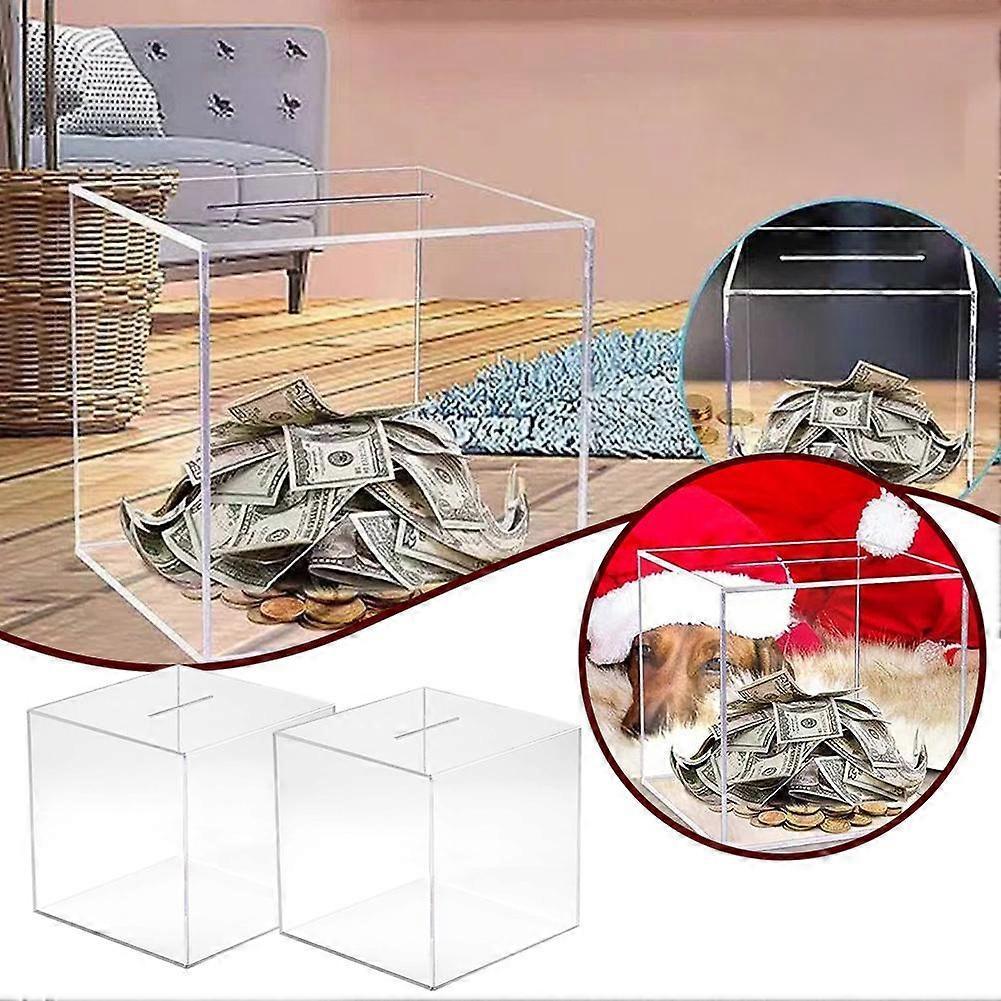 Clear Acrylic Money Bank Piggy Bank for Adult, Must Break to Open Transparent
