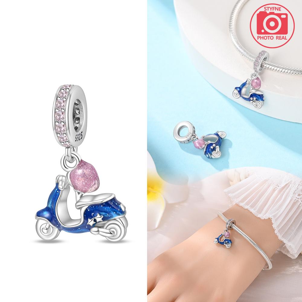 New copper Colors Bicycle Girl Pendant Compatible With copper Colors Authentic Bracelets Do It Yourself Birthday Jewellery Gift