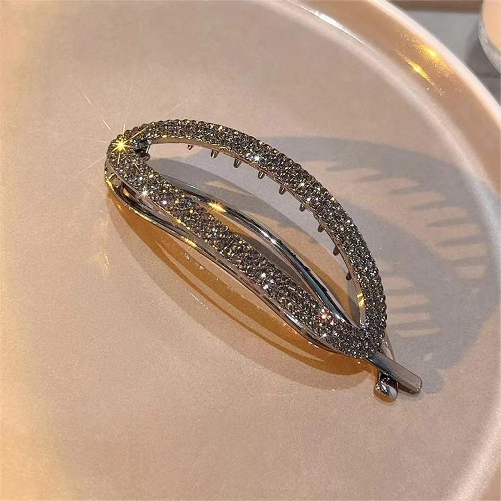 Diamond Inlay Rhinestone Banana Shape Hair Claws Decorations Barrettes Ponytail Holder Hairpins