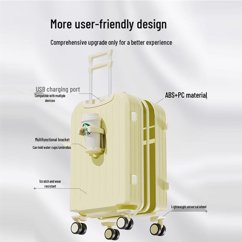 20-Inch Carry-On Suitcase with Universal Wheels, Rechargeable, for Men, Women, & Students