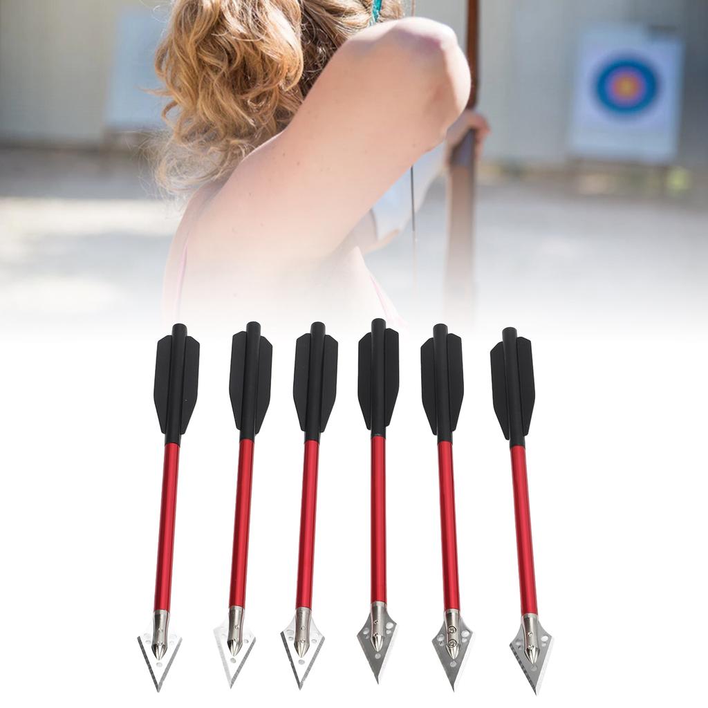 6Pcs Arrows Double Screw Fixing Aluminum Alloy Shooting Bow Arrows Archery Accessory 6.75in