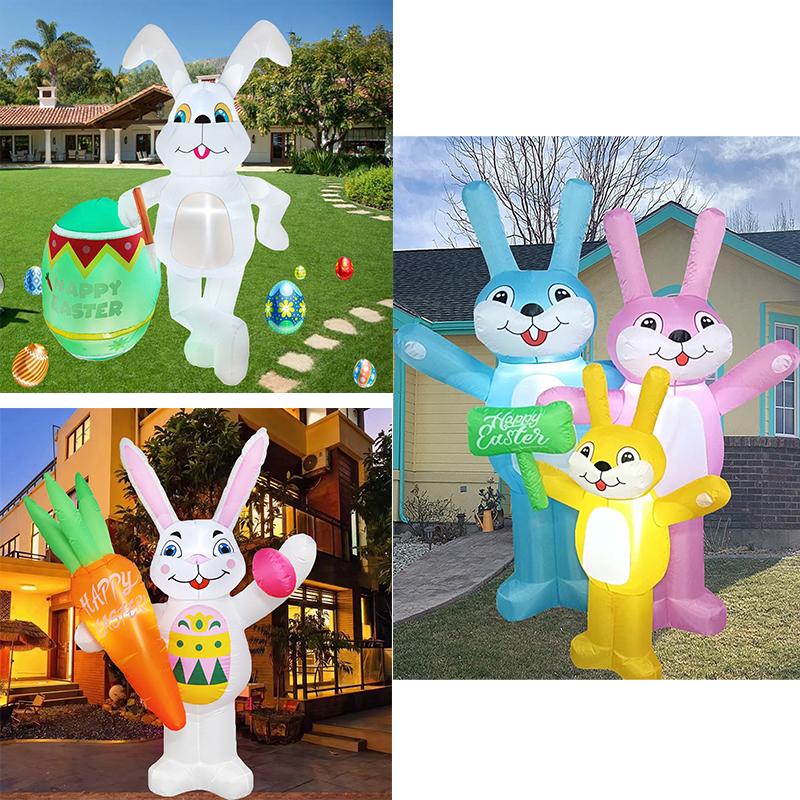 Osterhase Aufblasbare Dekorationen Aufblasbare Ostern Bunte Eier Eingebaute LED DIY Garten Hof Rasen Innen Außen Partydekor