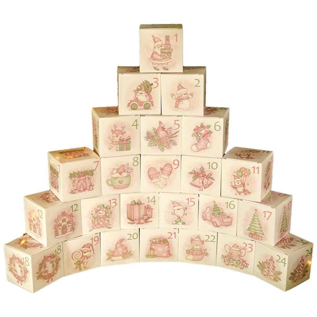 24pcs Christmas Advent Calendar Boxes Kraft Paper Candy Box 24 Days Advent Calendar Boxes Paper Advent Countdown Gift Boxes