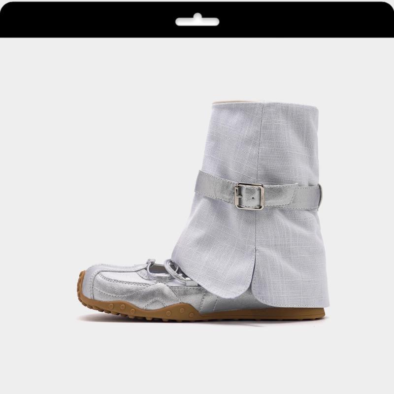 Romank~ Ballerinas Damen Plateau Schuhe Mary Jane Schuhe Coole Stiefel Pile Kurze Stiefel Damen