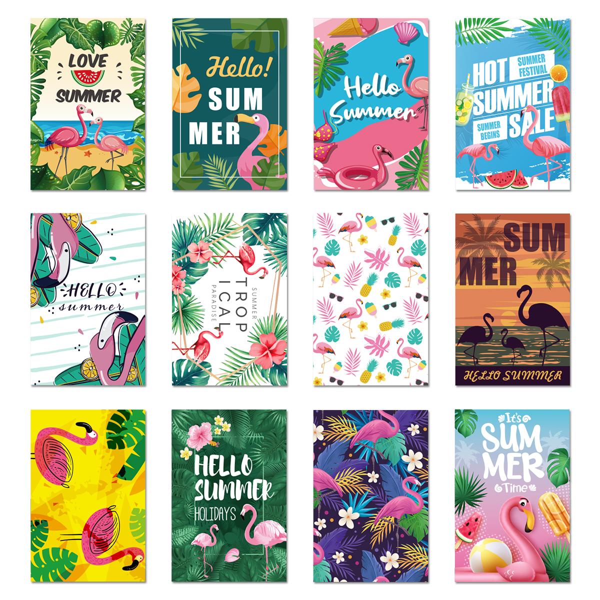 

12 комплектов Гавайские фламинго пальмовые листья пригласительные открытки тема Алоха Привет Лето узорная бумага приглашения Гавайи Луао вечеринка декор