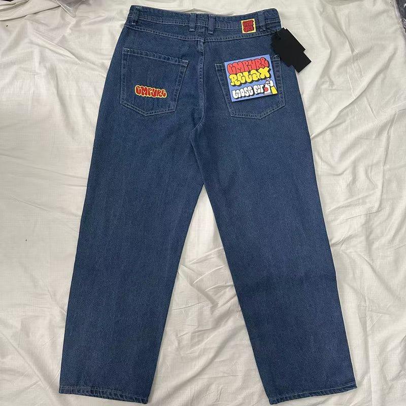 RogueWave Jeans Y2k Pants Black Jeans Wide Leg Men Retro Loose Fashion Trendy Pants Hip-Hop Streetwear Y2k American Street Casual Jeans