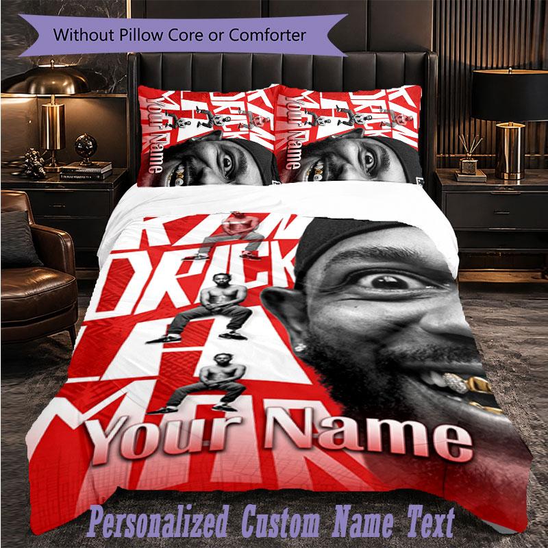 Personalized 3Pcs Bedding SetKendrick Lamar Custom Text Duvet Cover Pillowcase Set Bedroom Gift