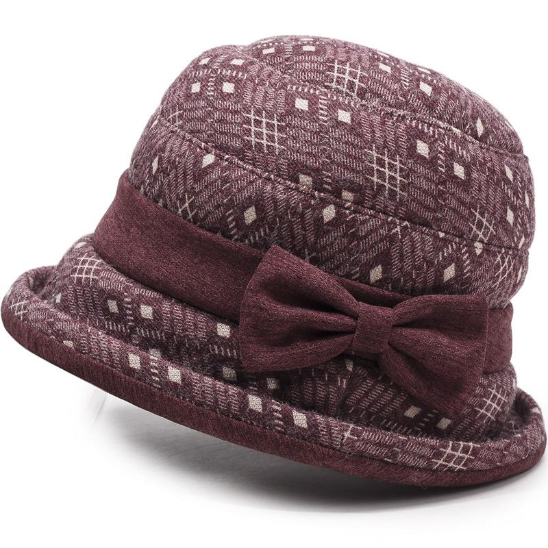 

Women s Autumn & Winter Bucket Hat – Warm & Fashionable for Middle-Aged and Elderly Adjustable 56-59cm червоний