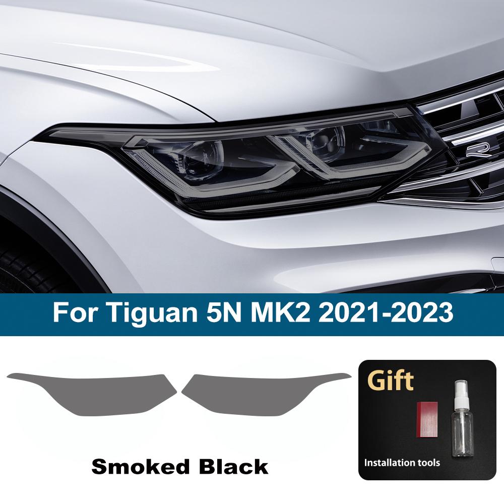 Smoke Black Pre Cut Car Headlight Protective Film For Volkswagen Tiguan MK3 5N MK2 Anti-Scratch High-Gloss Auto Vinyl Wrap Film