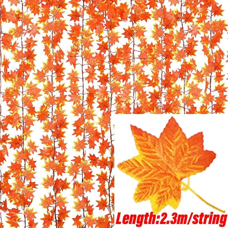 

50/1 нить Искусственная плющевая лоза Кленовые листья Подвесная гирлянда Искусственные растения Зеленый лист Ротанг для Рождества Свадебной вечеринки Домашнего декора 60M (30 String)