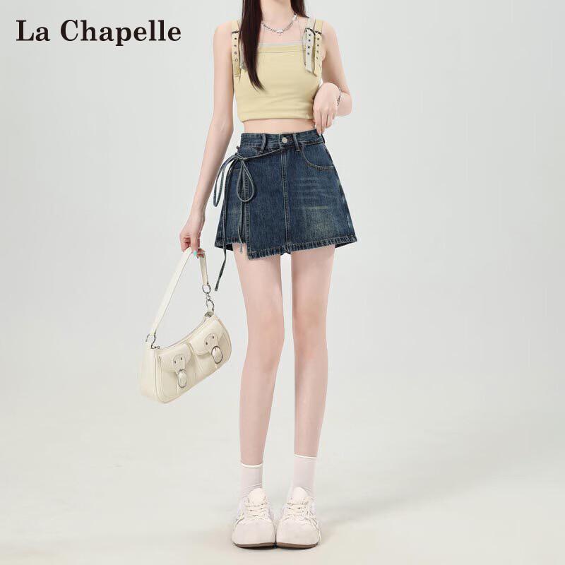 La Chapelle Women s Faux Two-Piece Denim Skort S