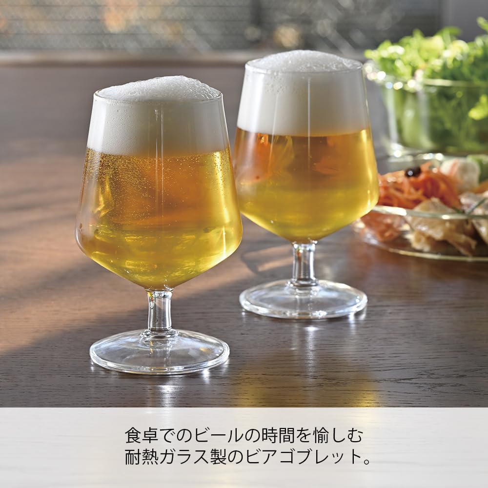 HARIO Beer Set of Microwave and Dishwasher Made In HARIO Glass Heat-Resistant Goblets, 2, 360mL, Heat-Resistant Glass, Safe, Japan, HBG-3524