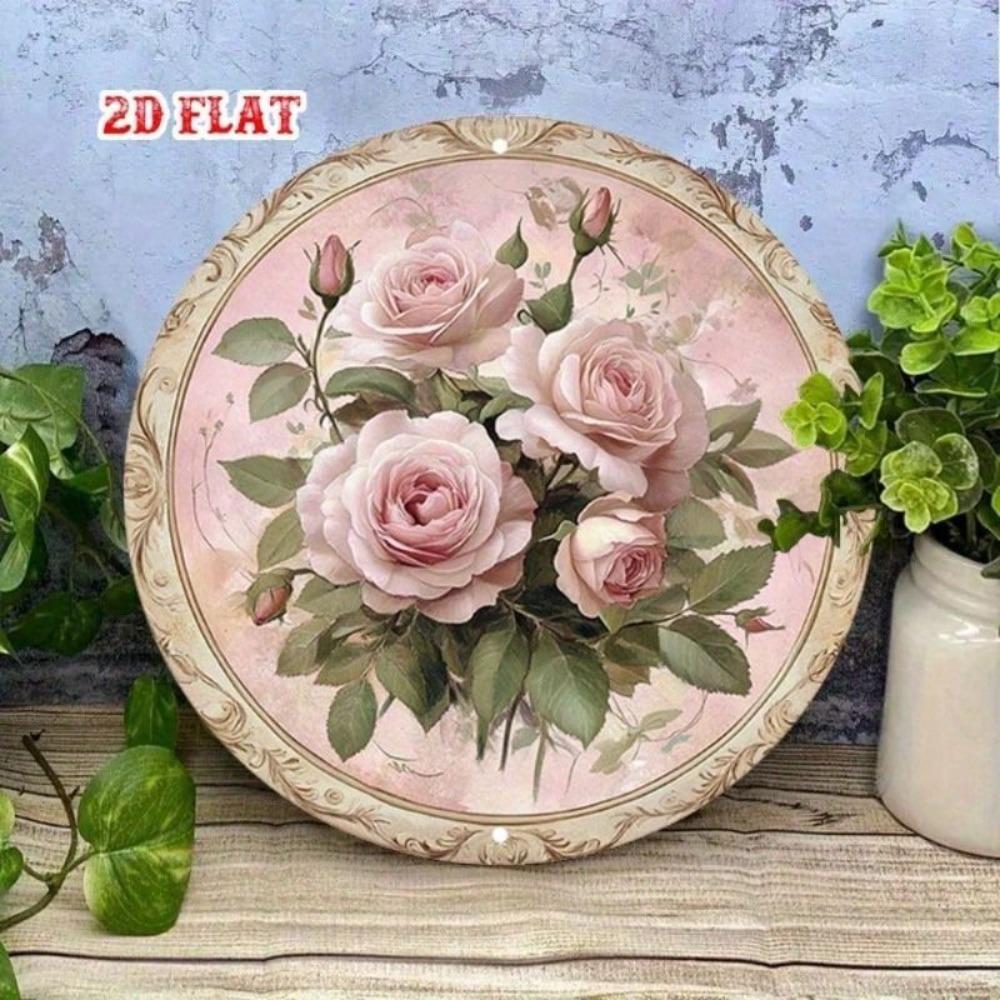 Metal Wall Art Rose Gold Round Poster for Living Room