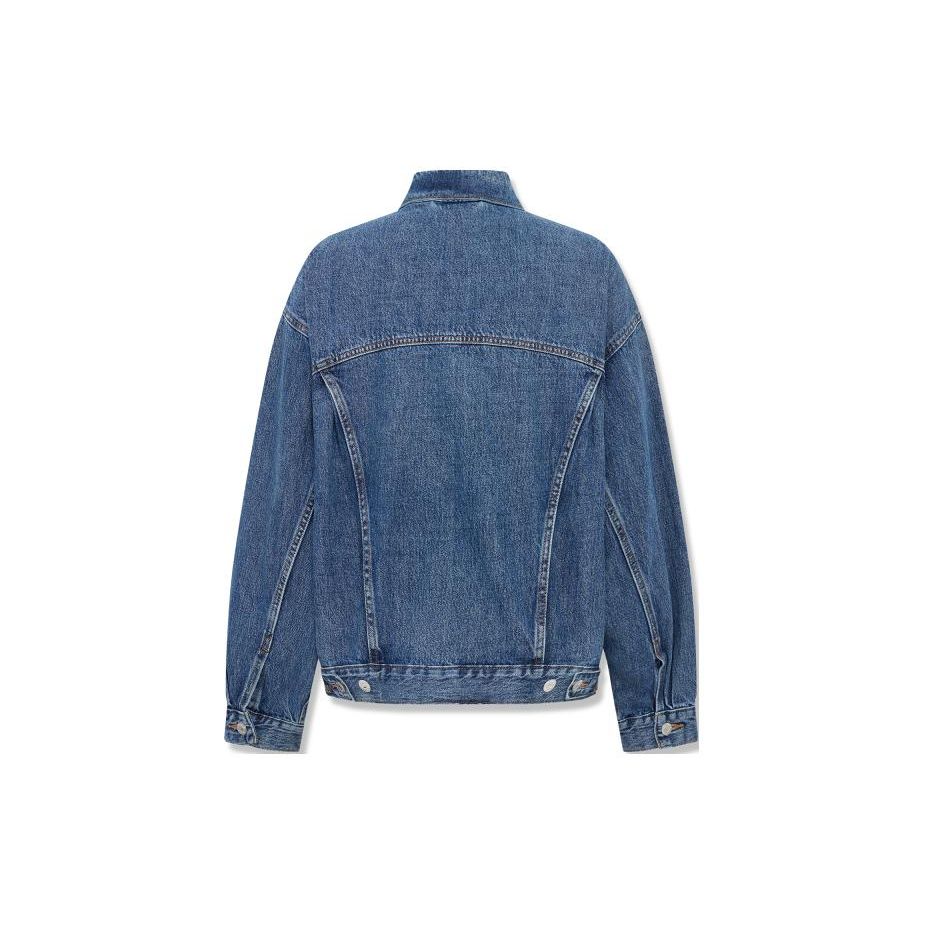 Levis Gradient Single-Breasted Collar Vintage Wash Denim Jacket Women Jackets Light-Blue A1743-0046