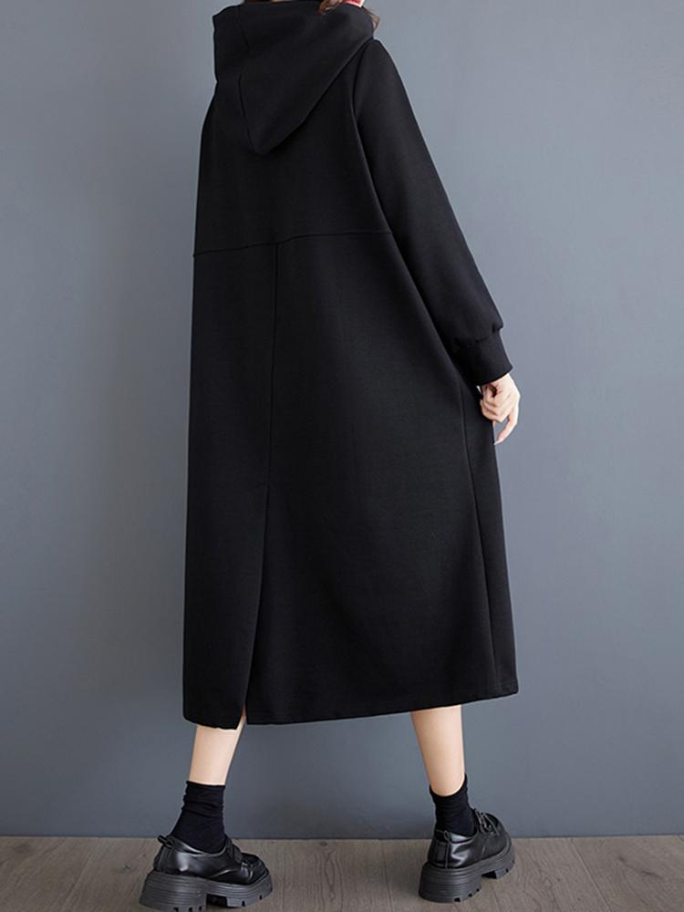 Xitao Loose Denim Patchwork Hooded Women Dress ZYY1030