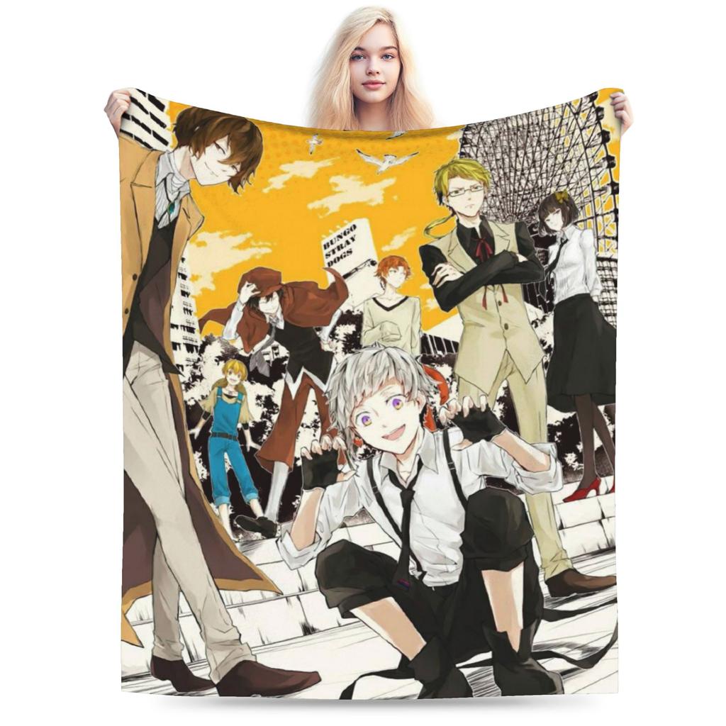 Super Soft Bungos Strays Dogs Manga Atsushi Nakajima Throw Blanket Premium Fleece Flannel Blanket Cozy Plush Blankets All Season