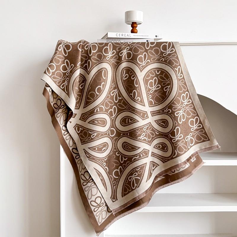 Elegant French Vintage Butterfly Print Faux Cashmere Scarf Women Warm Thick Wrap Shawl Office Winter