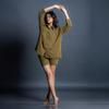 Women’s Olive Cotton 2pcs Set Casual Oversized Shirt Shorts Set Summer Outfit for Travel Lounge Wear Daily Wear