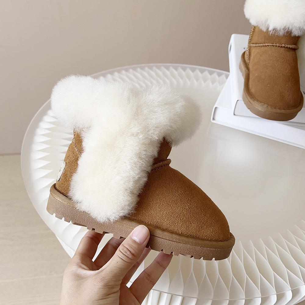 

Зимние детские зимние ботинки для девочек из альпаки, симпатичная детская обувь из утолщенной шерсти, зимняя обувь из хлопка, нескользящие ботинки для девочек 21 малиновый