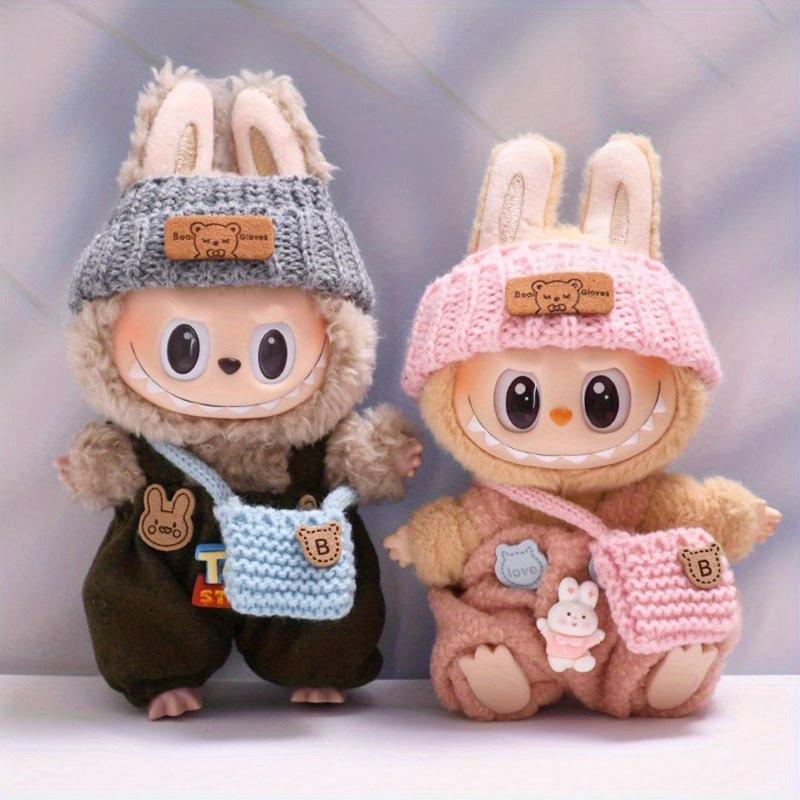 3pcs Handmade Crochet Set for Labubu No Doll Includes Clothes, Bag, Hat Labubu Accessories, Cosplay,